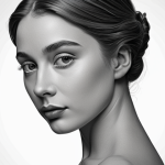 **Monochromatic Portrait:** A simple yet elegant monochromatic line art portrait, emphasizing shapes and lines with a timeless appeal, suitable for a classic book illustration.