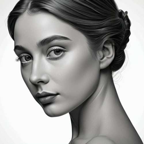 **Monochromatic Portrait:** A simple yet elegant monochromatic line art portrait, emphasizing shapes and lines with a timeless appeal, suitable for a classic book illustration.